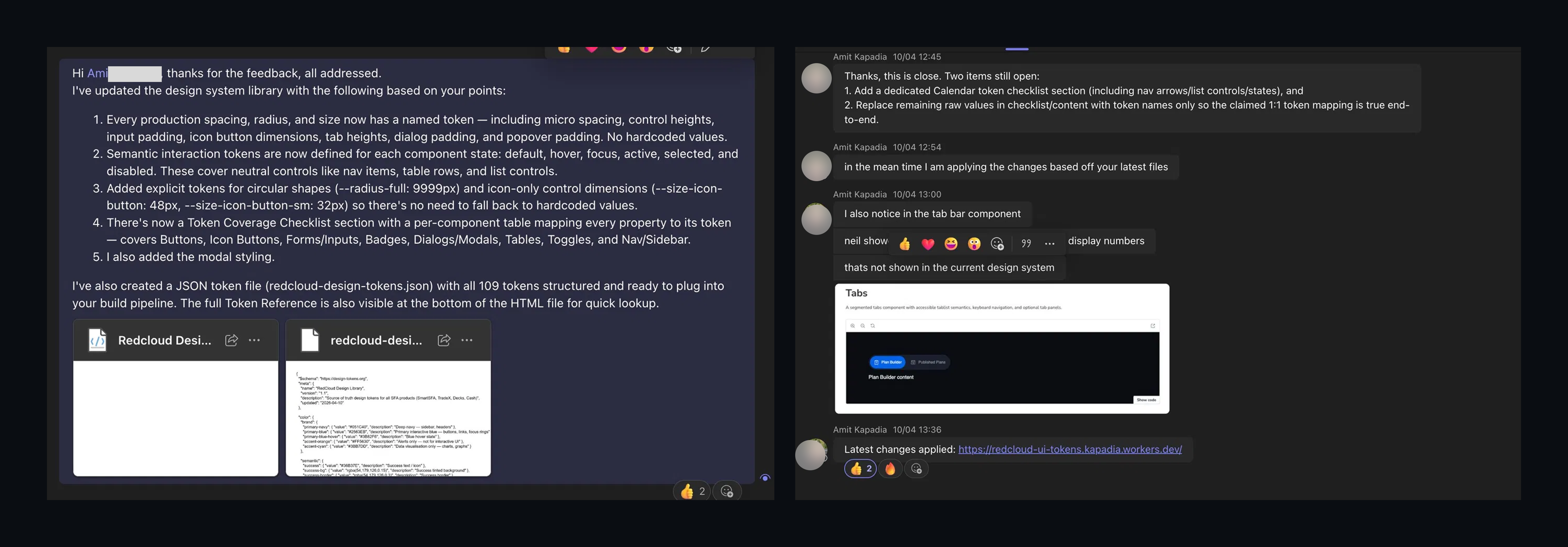 Engineering review feedback and the iterations addressing it